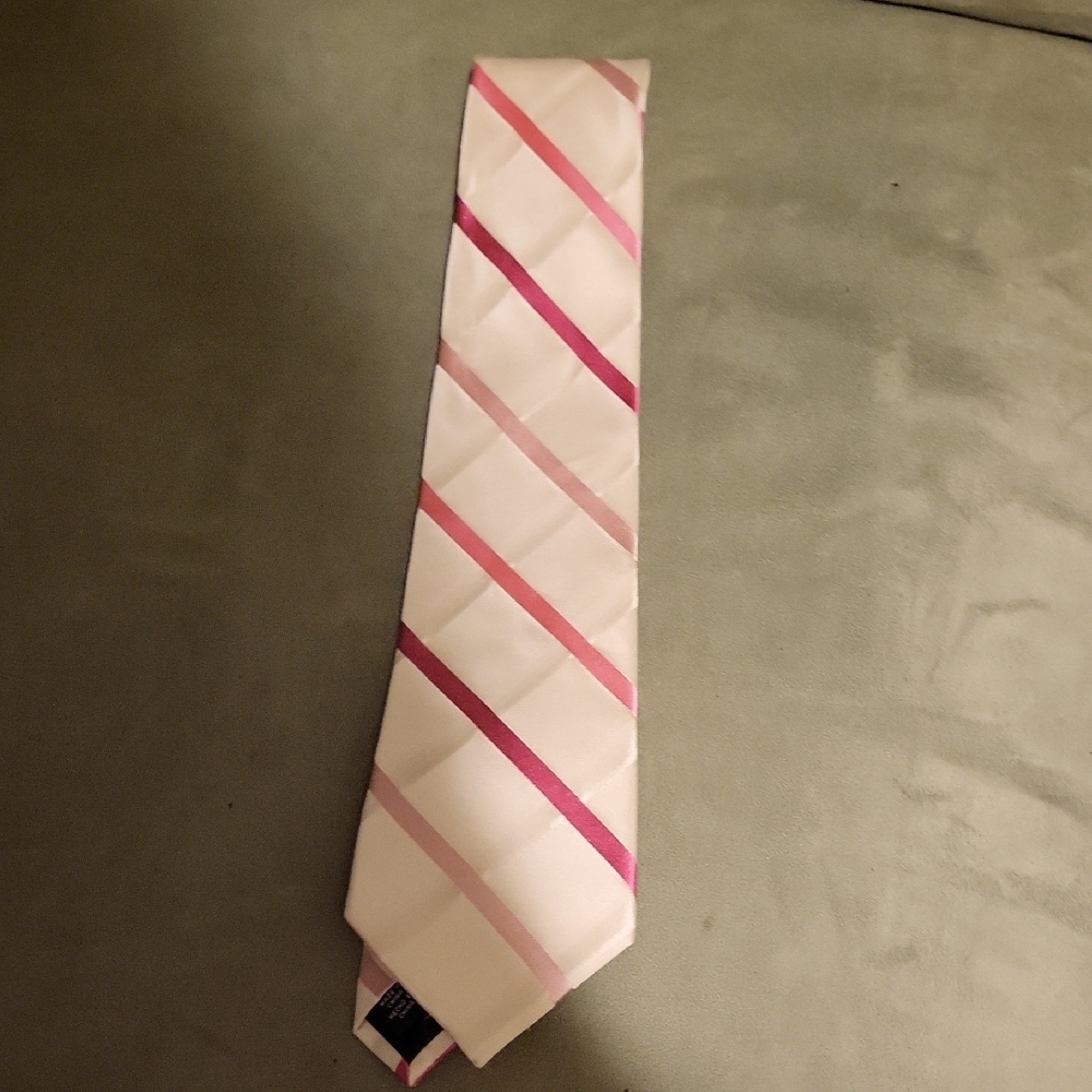 Croft & Barrow Pink and White Striped Tie